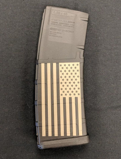 USA flag laser engraved pmag